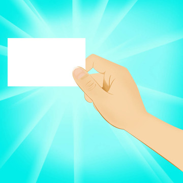 手持空白白卡紙