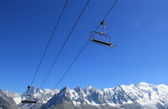 升降椅在Mont Blanc山；法國(guó)