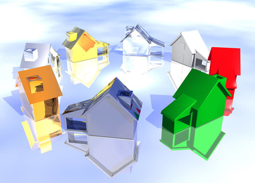 各種類型的3D房屋環(huán)