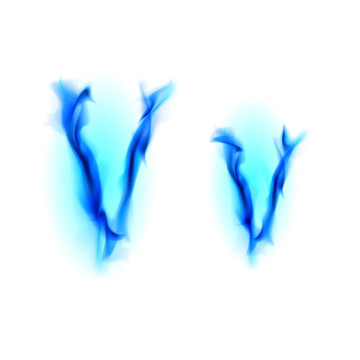 火熱的字體。字母V