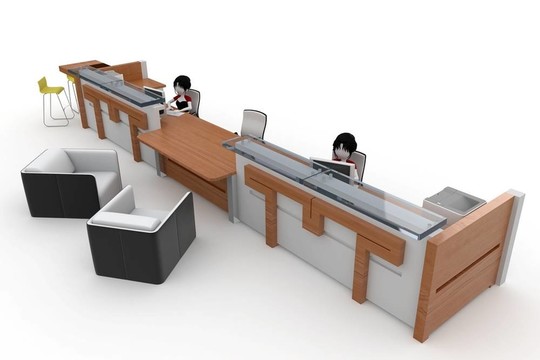 3D女孩在幫助臺工作