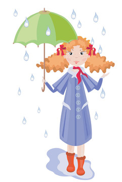 女孩用雨傘