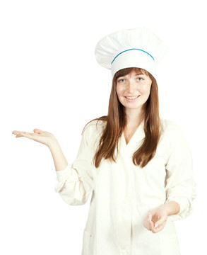 女廚師指著