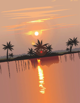 夏日日落主題圖