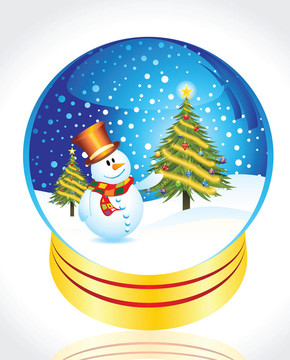 雪人與圣誕樹地球儀