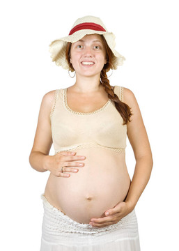 孕婦抱著肚子
