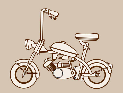 助力車的輪廓在棕色的背景；