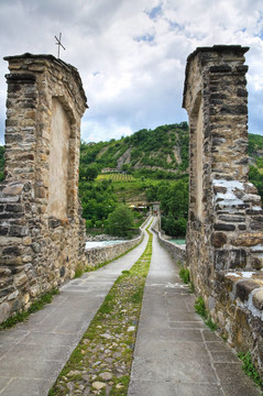 駝背橋。博比奧。Emilia Romagna。意大利.