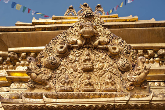 Swayambhunath Stupa -藏傳佛教最神圣的佛塔（金剛乘）。加德滿都；尼泊爾