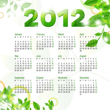 綠色的日歷2012