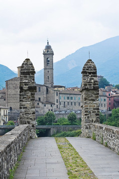 博比奧全景。Emilia Romagna。意大利.