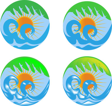 太陽波浪和棕櫚標(biāo)志