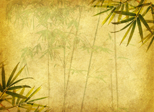 具有手工紙紋理的中國(guó)竹子設(shè)計(jì)