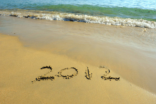 沙灘上的2012新年賀詞