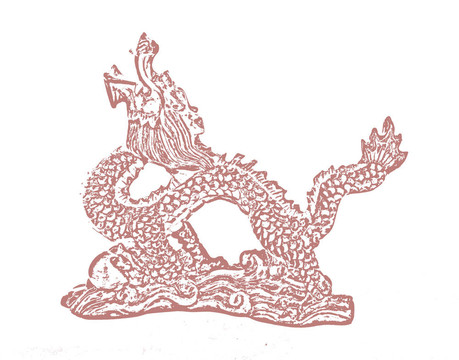 彩色背景上的中國(guó)龍雕像