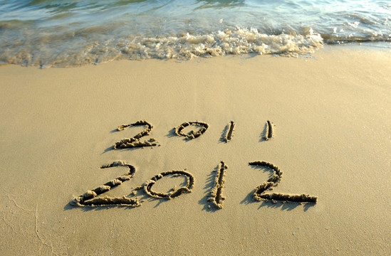 沙灘上的2012新年賀詞
