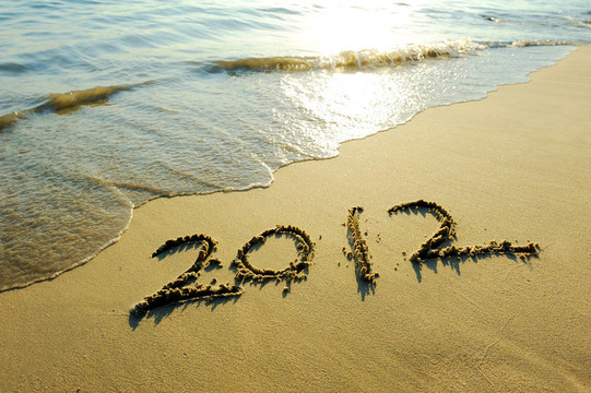 沙灘上的2012新年賀詞