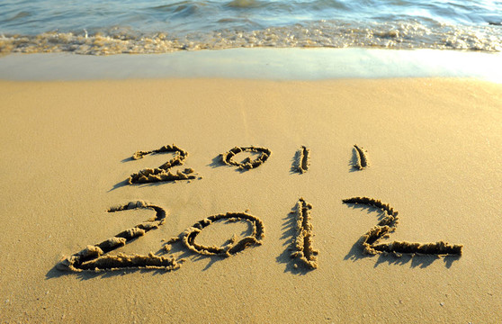 沙灘上的2012新年賀詞