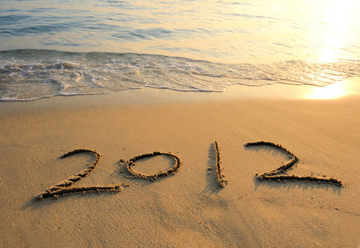 沙灘上的2012新年賀詞
