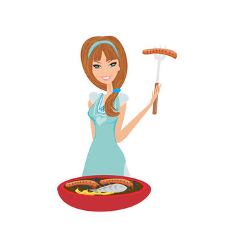 在烤架上做飯的女人