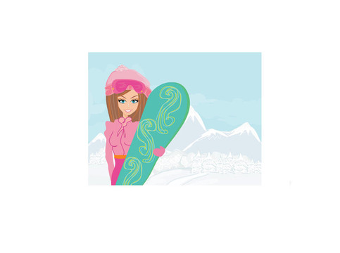 與滑雪板的女孩