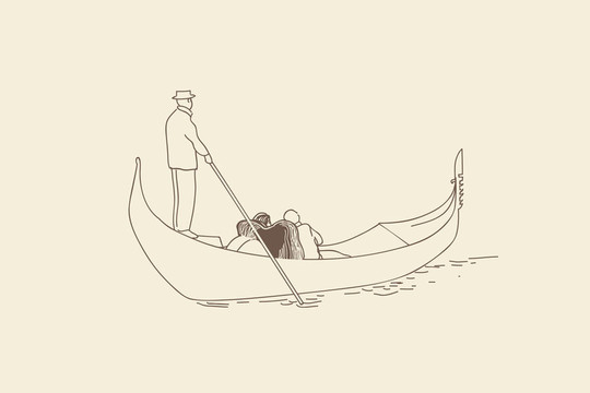 船夫在素描。