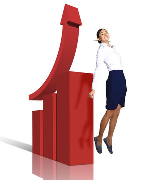 年輕女子跳財(cái)務(wù)圖表
