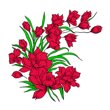 花束；手繪。