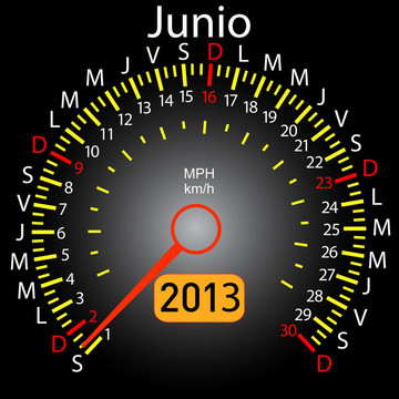 2013年日歷表車在西班牙。六月