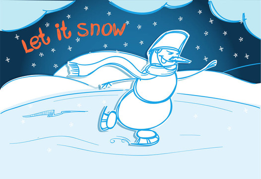 滑冰雪人。讓它下雪