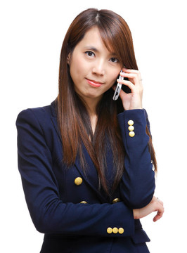 亞洲婦女打電話