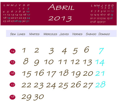 四月2013日歷