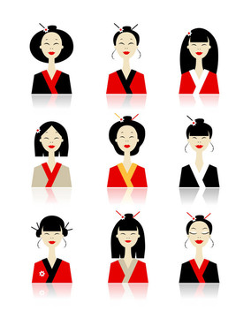 亞洲女性圖標(biāo)集為您設(shè)計