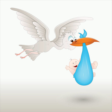 鸛鳥抱著一個嬰兒