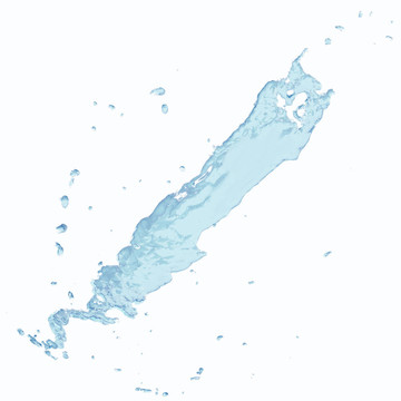 水花四濺。白色背景孤立