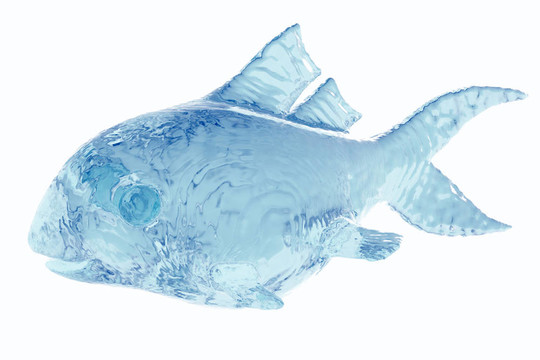 水中魚。3D渲染