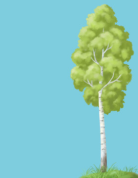 圖畫(huà)；樹(shù)與天空