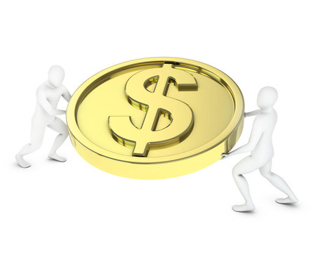 兩個抽象的家伙扛著沉重的金幣