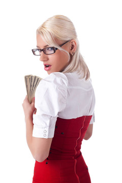 性感金發(fā)商業(yè)女性藏錢