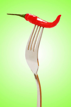 红辣椒在叉子上