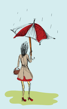 女孩用雨傘