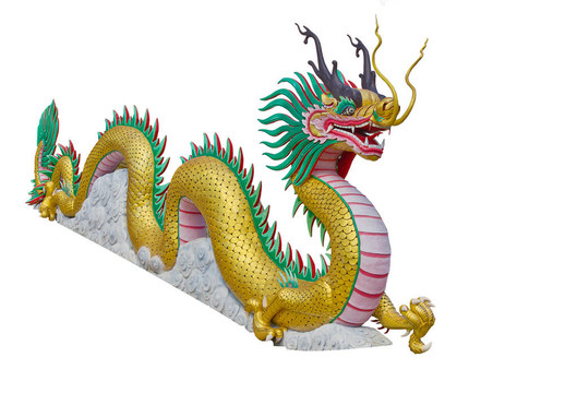白色背景上的中國(guó)金龍雕像
