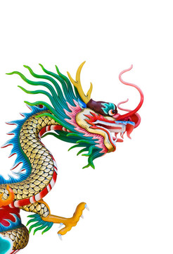 中國(guó)風(fēng)格的多彩龍雕像