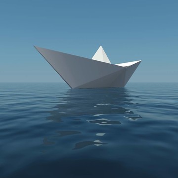 海上紙船。3D渲染