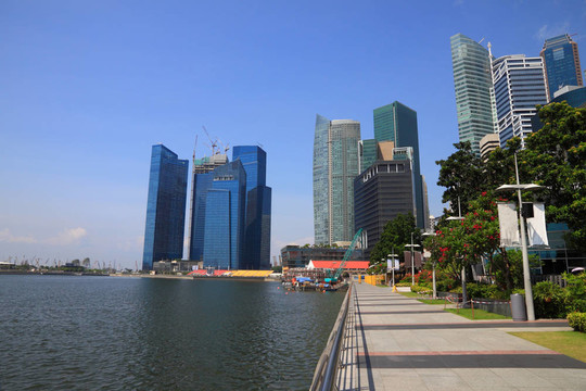 新加坡河景觀建筑及碼頭。