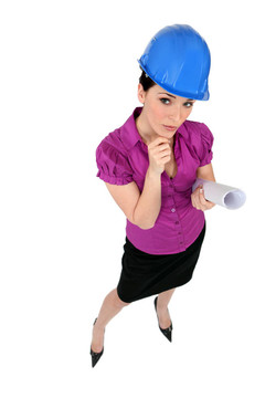 沉思的女建筑師