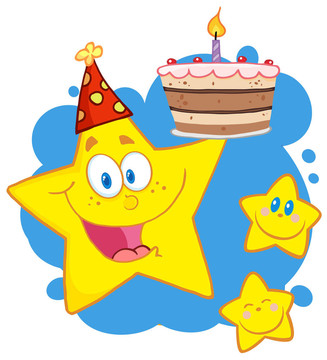 快樂星抱生日蛋糕