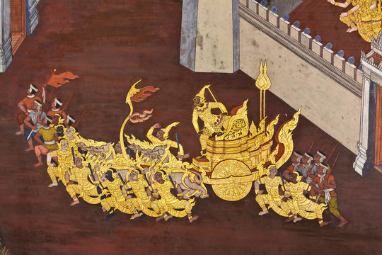 傳統(tǒng)泰國畫在寺廟墻上