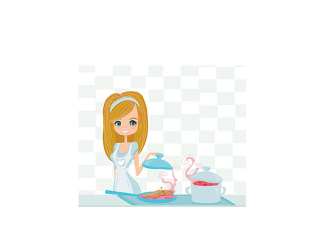 美麗的女人做飯