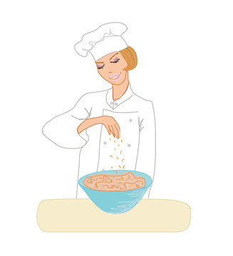 美麗的女人做飯